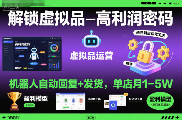 解锁虚拟品高利润密码：机器人自动回复+发货，单店月1-5W【揭秘】-吾爱自习网