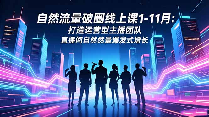 自然流量破圈线上课1-11月：打造运营型主播团队 直播间自然流量爆发式增长-吾爱自习网
