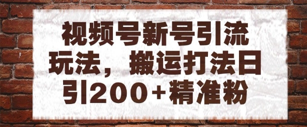 视频号新号引流玩法，搬运打法日引200+精准粉，可矩阵放大【揭秘】-吾爱自习网