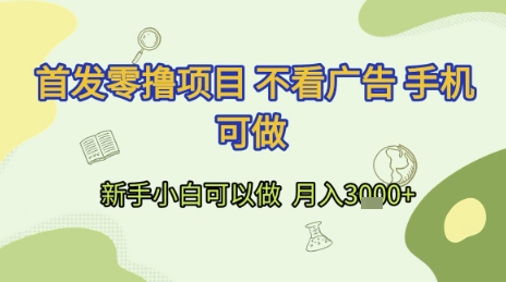 首发零撸项目 不看广告 手机可做 新手小白可以做  月入3k+【揭秘】-吾爱自习网
