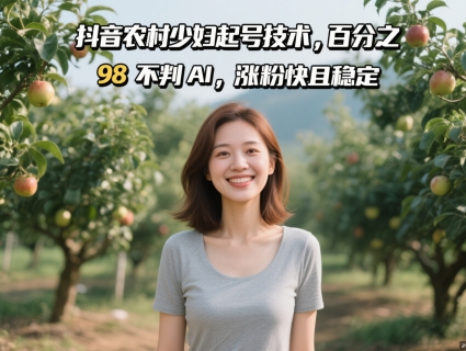 抖音农村少妇起号技术，百分之98不判AI，涨粉快且稳定-吾爱自习网