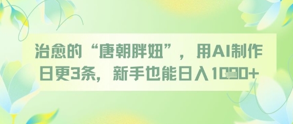 治愈的“唐朝胖妞”，用AI制作日更3条，新手也能日入多张-吾爱自习网