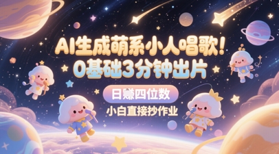 AI生成萌系小人唱歌，0基础3分钟出片，28个作品涨粉8.9W，单条最高19W赞，日入四位数，小白直接抄作业-吾爱自习网