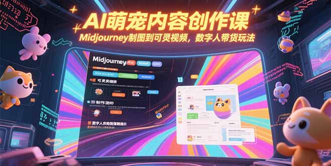 AI萌宠内容创作课，Midjourney制图到可灵视频，数字人带货玩法-吾爱自习网