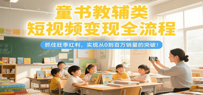 童书教辅类短视频变现全流程，抓住旺季红利，实现从0到百万销量的突破！-吾爱自习网