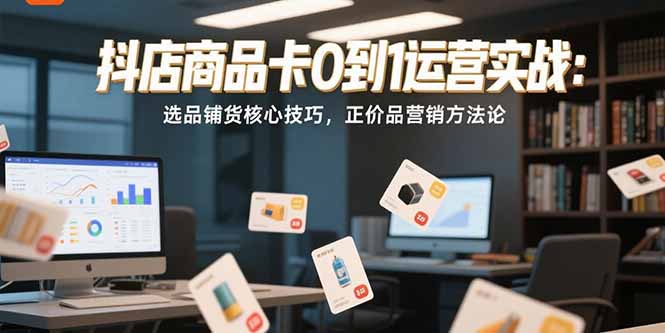 抖店商品卡0到1运营实战：选品铺货核心技巧，正价品营销方法论-吾爱自习网