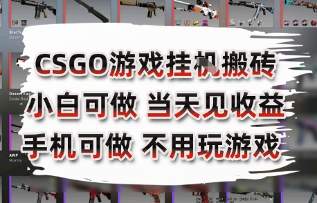 CSGO游戏挂G搬砖，小白纯手机即可操作，不用电脑打游戏，日入3张+，副业网创项目【揭秘】-吾爱自习网