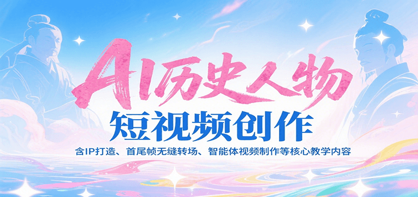 AI历史人物短视频创作，含IP打造、首尾帧无缝转场、智能体视频制作等核心教学内容-吾爱自习网