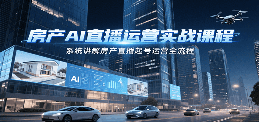 房产AI直播运营实战课程，系统讲解房产直播起号运营全流程-吾爱自习网
