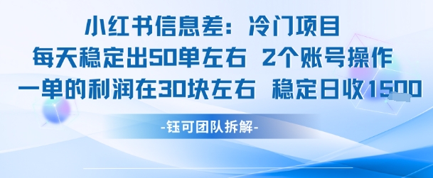 小红书信息差冷门项目一单利润30块每天稳定1.5k左右2个账号操作-吾爱自习网