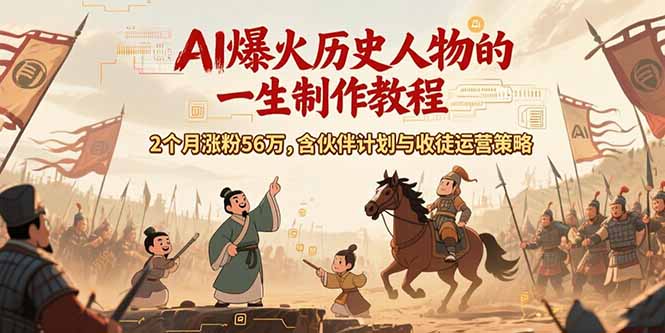 AI历史人物赛道课程，2个月涨粉56万，含伙伴计划与收徒运营策略-吾爱自习网