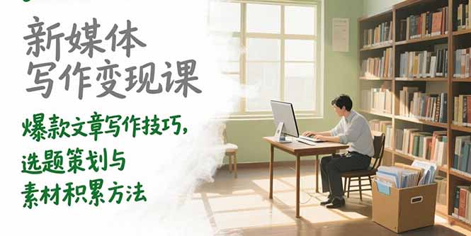 新媒体写作变现课，爆款文章写作技巧，选题策划与素材积累方法-吾爱自习网
