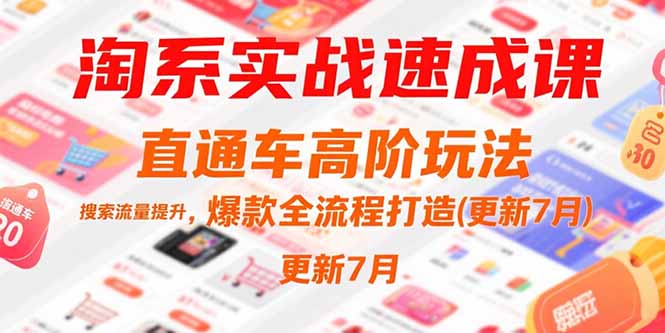 淘系实战速成课，直通车高阶玩法，搜索流量提升，爆款全流程打造(更新7月-吾爱自习网