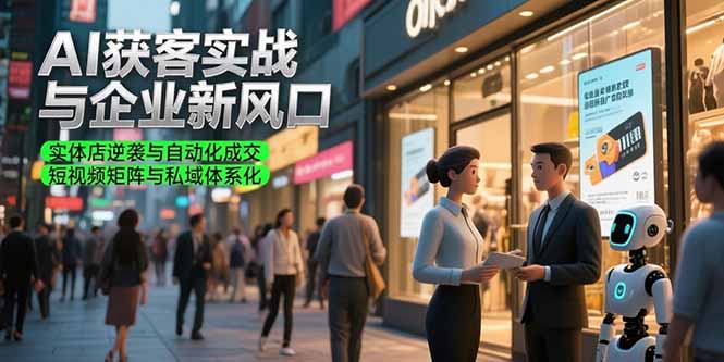 AI获客实战与企业新风口，实体店逆袭与自动化成交 短视频矩阵与私域体系化-吾爱自习网