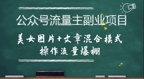 公众号流量主副业项目，美女图片+文章混合模式操作流量爆棚-吾爱自习网
