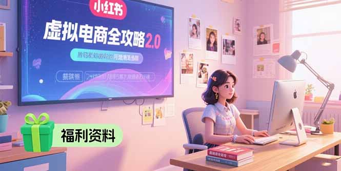 虚拟电商全攻略2.0，开店选品实操流程，账号定位、货源发布、笔记发布技巧-吾爱自习网