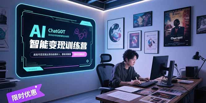 AI智能变现训练营，ChatGPT写作变现，电影解说制作，图文带货方法论-吾爱自习网