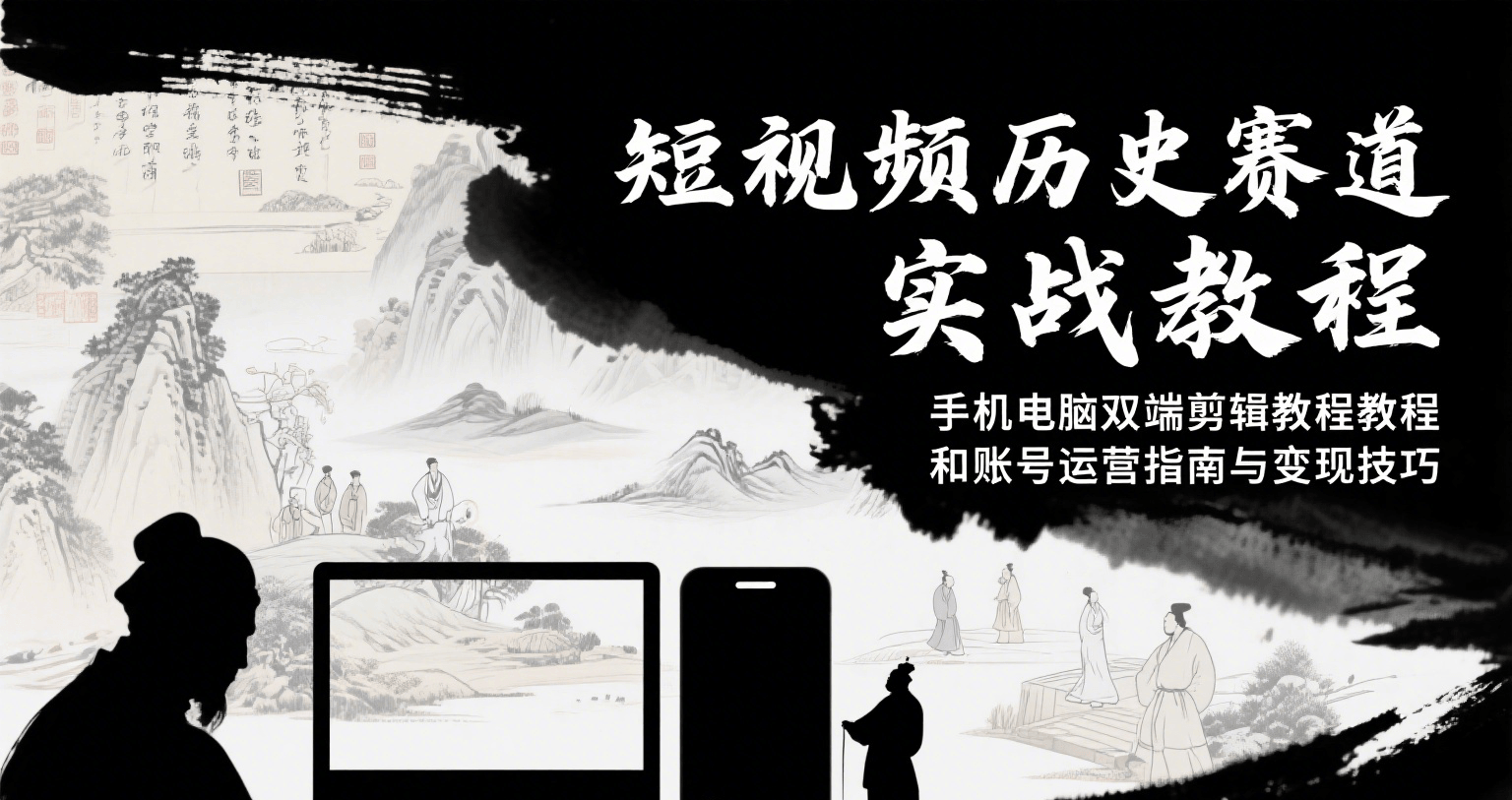 短视频历史赛道实战教程，手机电脑双端剪辑教程和账号运营指南与变现技巧-吾爱自习网