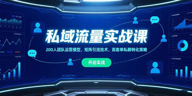 私域流量实战课，200人团队运营模型，矩阵引流技术，高客单私聊转化策略-吾爱自习网