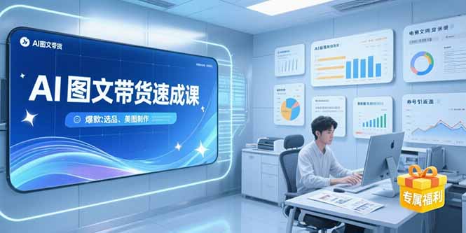 AI图文带货速成课，养号引流秘籍，爆款选品策略，美图制作全流程-吾爱自习网