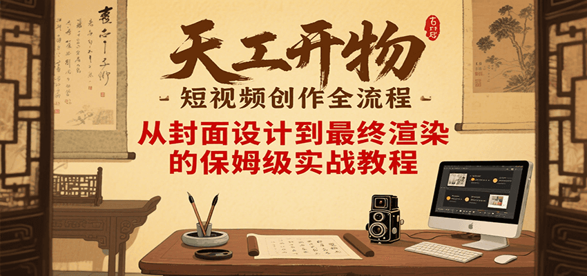 天工开物短视频创作全流程，从封面设计到最终渲染的保姆级实战教程-吾爱自习网