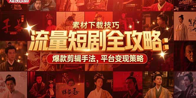 流量短剧全攻略：素材下载技巧，爆款剪辑手法，平台变现策略-吾爱自习网