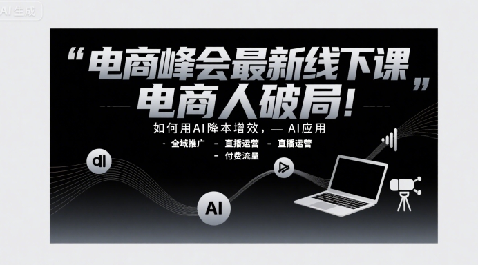 电商峰会最新线下课，电商人破局，如何用AI降本增效，AI应用-全域推广-直播运营-付费流量-吾爱自习网