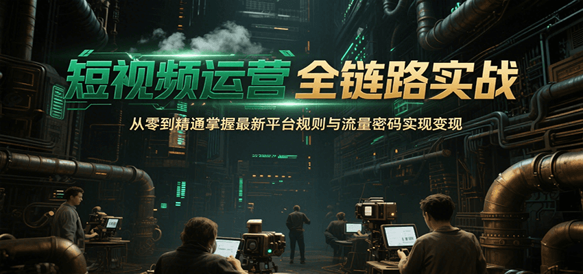 短视频运营全链路实战，从零到精通掌握最新平台规则与流量密码实现变现-吾爱自习网