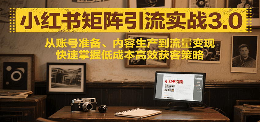 小红书矩阵引流3.0，从账号准备、内容生产到流量变现，快速掌握低成本高效获客策略-吾爱自习网