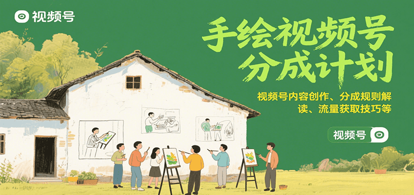 手绘视频号分成计划：视频号内容创作、分成规则解读、流量获取技巧等-吾爱自习网
