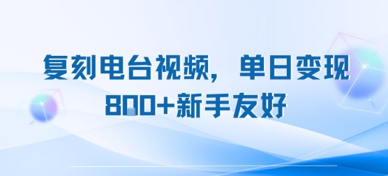复刻电台视频，单日变现8张+新手友好，长期可做-吾爱自习网