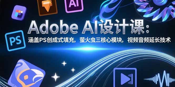 Adobe AI设计课：涵盖PS创成式填充，萤火虫三核心模块，视频音频延长技术-吾爱自习网