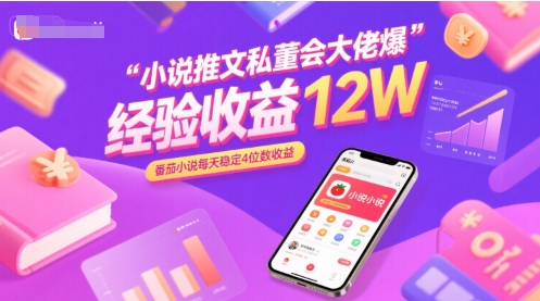 小说推文私董会大佬爆单经验分享收益12W，番茄小说每天稳定4位数收益-吾爱自习网