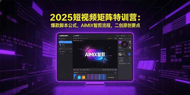 2025短视频矩阵特训营：爆款脚本公式，AIMIX智剪流程，二创原创要点-吾爱自习网