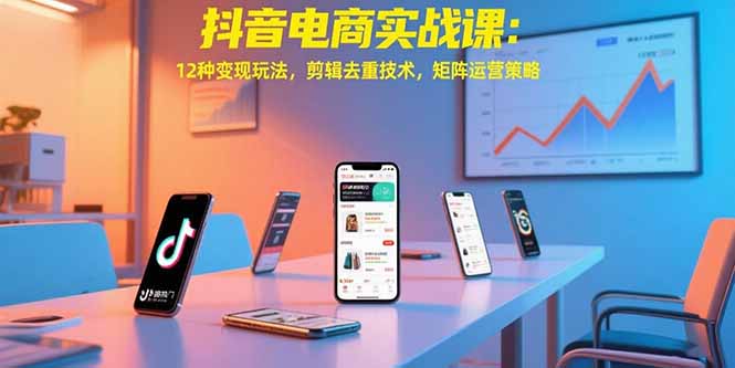 抖音电商实战课：12种变现玩法，剪辑去重技术，矩阵运营策略-吾爱自习网