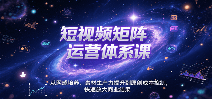 短视频矩阵运营体系课，从网感培养、素材生产力提升到原创成本控制，快速放大商业结果-吾爱自习网