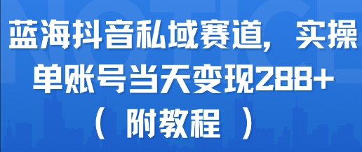 蓝海抖音私域赛道，实操单账号当天变现288+(附教程)-吾爱自习网