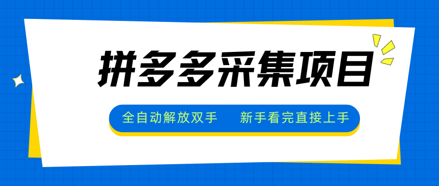 拼多多采集项目，全自动解放双手，单号日入30+-吾爱自习网