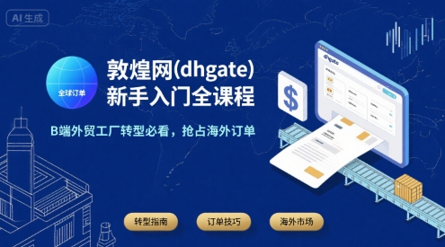 敦煌网(dhgate)新手入门全课程，B端外贸工厂转型必看，抢占海外订单-吾爱自习网