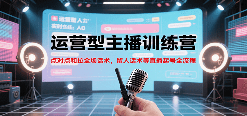 运营型主播训练营，点对点和拉全场话术，留人话术等直播起号全流程(更新7月)-吾爱自习网