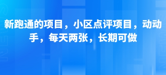 新跑通的项目，小区点评项目，动动手，每天两张，长期可做-吾爱自习网