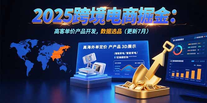 2025跨境电商掘金：蓝海市场定位，高客单价产品开发，数据选品(更新7月-吾爱自习网