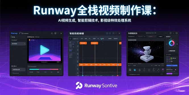 Runway全栈视频制作课：AI视频生成，智能剪辑技术，影视级特效处理系统-吾爱自习网