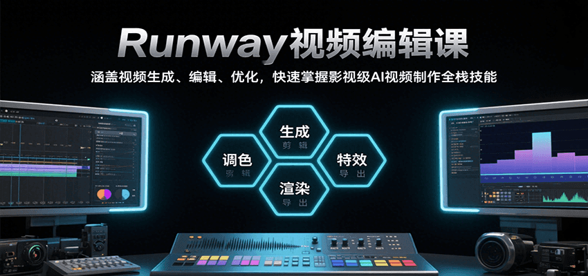 Runway视频编辑课，涵盖视频生成、编辑、优化，快速掌握影视级AI视频制作全栈技能-吾爱自习网