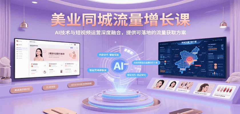美业同城流量增长课，AI技术与短视频运营深度融合，提供可落地的流量获取方案-吾爱自习网