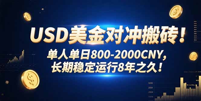 USD美金对冲搬砖!单人单日800-2000CNY，长期稳定运行8年之久!-吾爱自习网