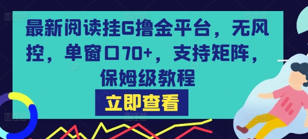 最新阅读挂G撸金平台，无风控，单窗口70+，支持矩阵，保姆级教程【揭秘】-吾爱自习网
