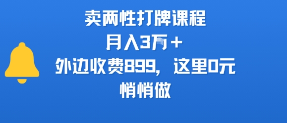 卖两性打牌课程，月入3W+外边收费899的课程，这里0元，悄悄做-吾爱自习网