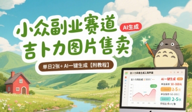 小众副业赛道 吉卜力图片售卖 单日2张+ AI一键生成【附教程】-吾爱自习网