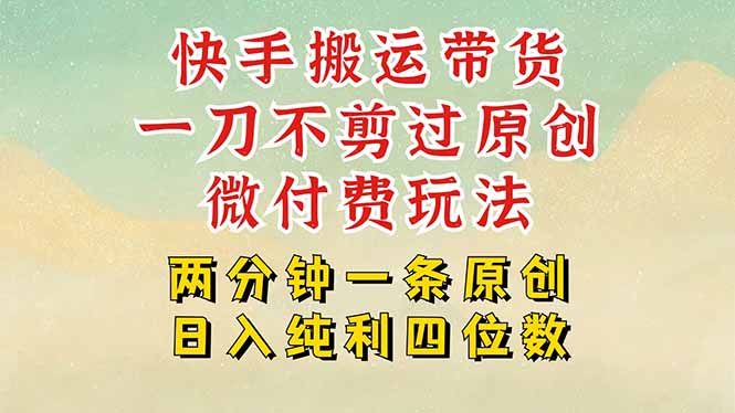 快手黑科技搬运带货，一刀不剪过原创，微付费投流玩法，轻松日入四位数…-吾爱自习网